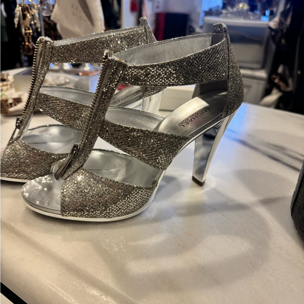 Michael Kors Silver Glitter Stiletto Heels